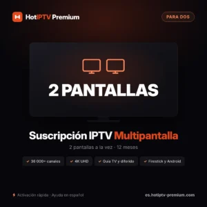 Suscripción IPTV 2 pantallas durante 12 meses — dos pantallas a la vez