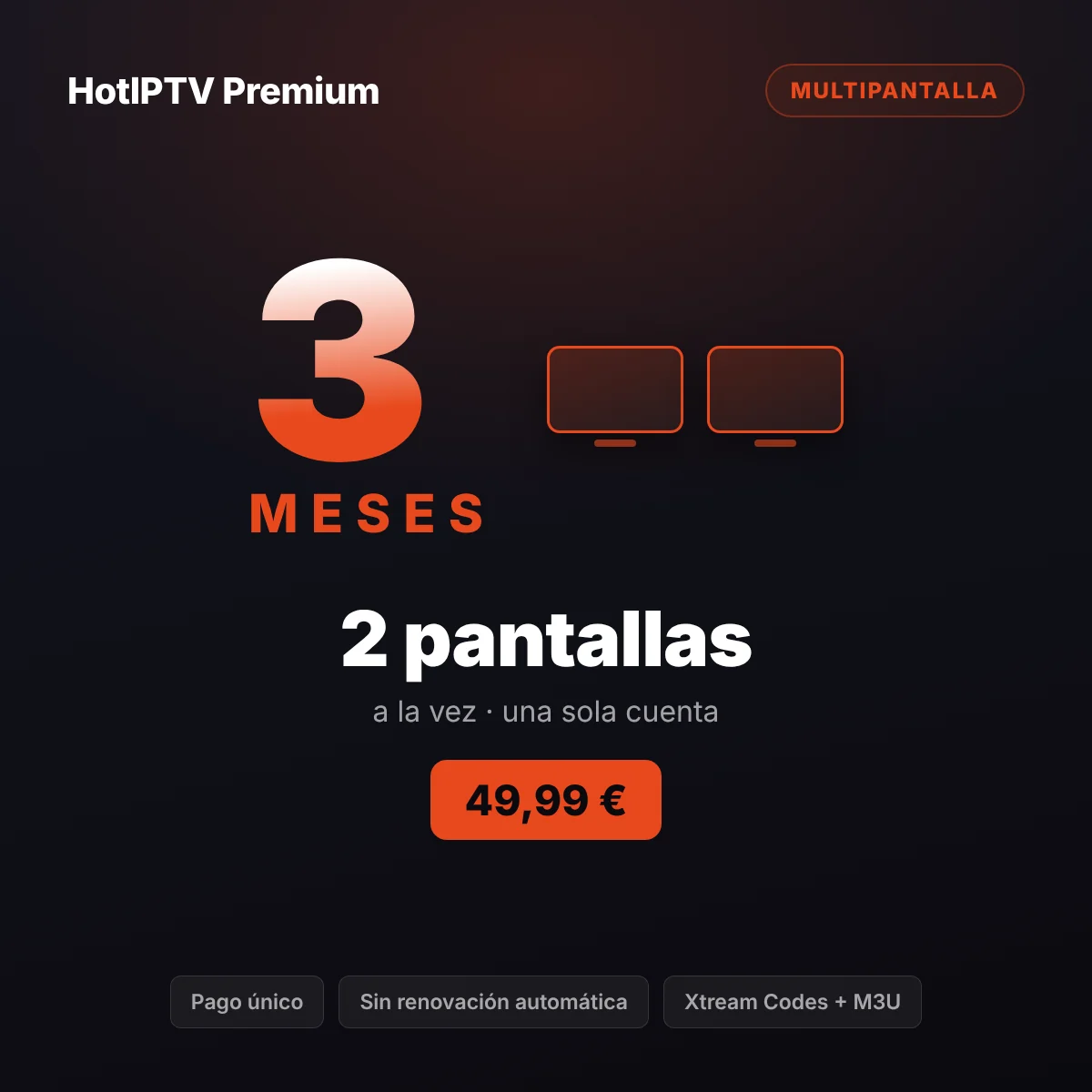 Suscripción IPTV 2 pantallas 3 meses en HotPlayer: salón y dormitorio viendo a la vez