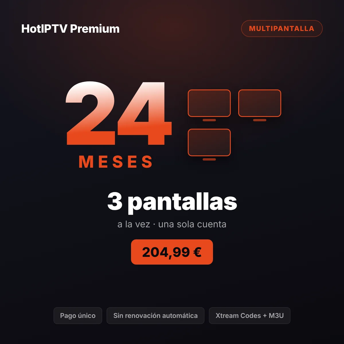 Suscripción IPTV 3 pantallas 24 meses: salón, cocina y cuarto de los niños de una familia viendo a la vez